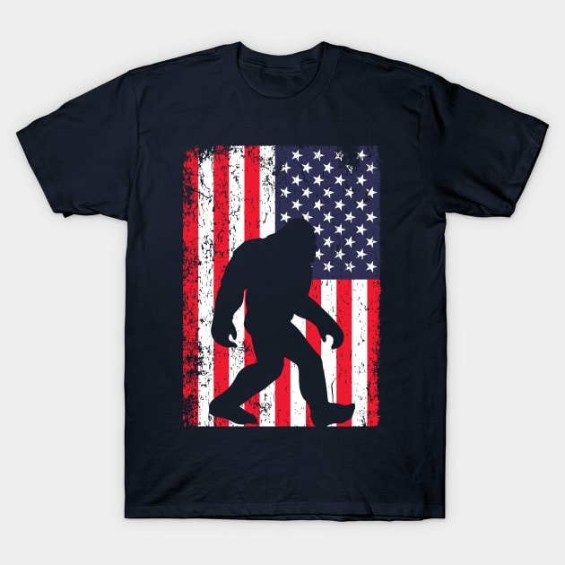 Bigfoot American Flag T-Shirt by AdultSh*t